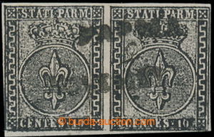 184847 - 1852 Sass.2, Coat of arms 10c black, horizontal pair, cat. 5