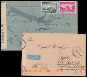 184883 - 1943-1944 SERBIA - 2x Reg letter to Bohemia-Moravia, franked