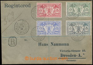 184904 - 1911 Reg letter to Germany with SG:18-21 Weapons and Idols &