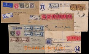 184915 - 1921-1947 2 uprated Reg-COB, Reg letter and 2 airmail letter