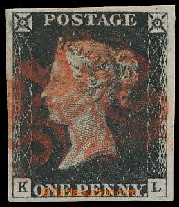 184952 - 1840 SG.1, PENNY BLACK intense black, plate 1b, letters K-L,