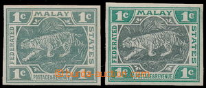 184958 - 1900 SG.15, 2x ZT pro známku Malajský tygr 1C, nezoubkovan