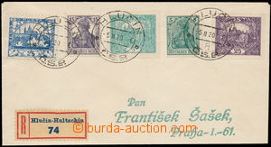 184966 - 1920 HLUČÍN REGION  Reg letter franked with. mixed franked