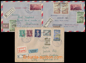 184972 - 1948-49 comp. of 2 uprated p.stat sent as Reg and airmail le