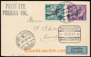 184974 - 1930 1. let Praha - Basilej, lístek vyfr. zn. Pof.L4, L5 s 