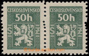 185013 - 1945 Pof.Sl1, the first issue 50h green, pair with perf flaw