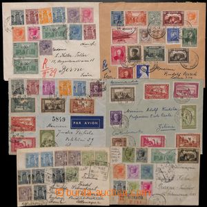 185047 - 1925-1947 set of 6 Reg and airmail letters and Ppc with attr