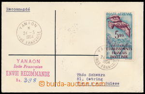 185097 - 1954 Reg letter with airmail Mi.302, Establissements Francai