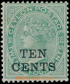 185181 - 1885 SG.162, Victoria 24C green with Opt TEN CENTS, wmk CC, 
