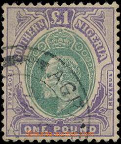 185196 - 1904 SG.32, Edvard VII. £1 zelená / fialová s poštov