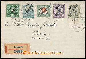 185469 - 1919 Reg letter with multicolor franking stmp with overprint