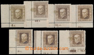 185479 - 1925 Pof.192B, Rytina 3Kč hnědá, I. typ, sestava 7 dolní