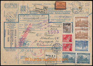 185561 - 1940 whole international parcel card on/for mailing to Denma