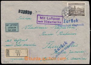 185569 - 1941 DOPRAVA ZASTAVENA  Let+R-dopis do Brazílie s 1-zn. fra