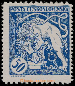 185625 -  Pof.29D, 50h modrá, ŘZ 10½ : 13¾; označeno a z