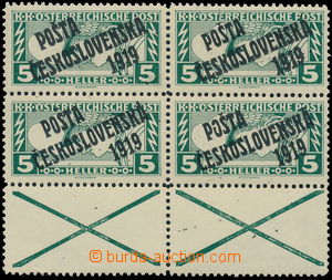 185666 -  Pof.58A blank coupon, Rectangle 5h green as block-of-4 with