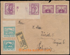 185667 - 1919 Reg letter to Switzerland, franked with. i.a. krajovým