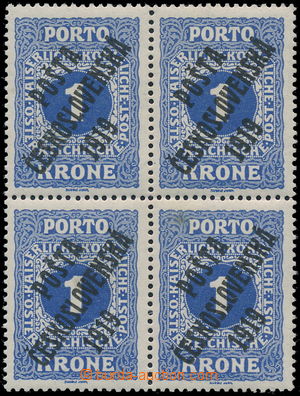 185676 -  Pof.80, Small numerals 1 Koruna, as blk-of-4; on stmp R low