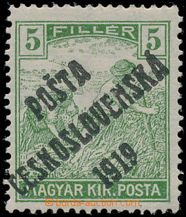 185681 -  Pof.103X, 5f green - printing error, overprint D, type I.; 