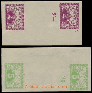 185697 - 1919 Pof.S1Ms(2)+S2Ms(2), 2h violet and 5h green, vertical 2