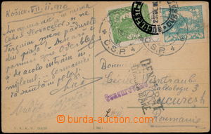 185701 - 1920 pohlednice adresována do Rumunska, vyfr. mj. nezoubkov