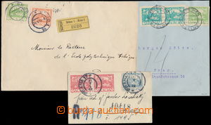 185721 - 1919 comp. 3 pcs of Reg letters sent in/at postal rate I wit