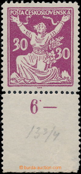 185725 -  Pof.153B, 30h fialová s dolním okrajem, NEVYDANÁ s perfo