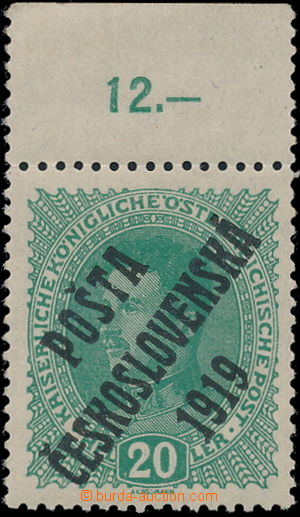 185747 -  Pof.39a, Karel 20h světle zelená s horním okrajem a poč
