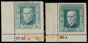 185748 - 1925 Pof.193B P7, Rytina 5Kč zelená, I. typ, průsvitka P7