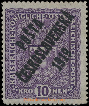 185749 -  Pof.51I, Coat of arms 10K violet, type I.; lightly hinged, 