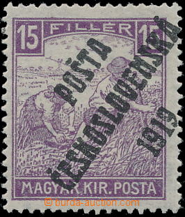 185769 -  Pof.100, White numerals 15f violet, type III.; hinged, cert