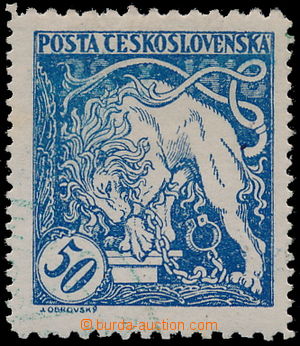 185810 -  Pof.29Dq, 50h blue with 1/4 added-print, line perforation 1
