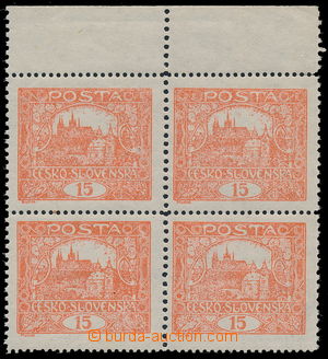 185906 -  Pof.7F STs, 15h bricky red, marginal block-of-4 with line p