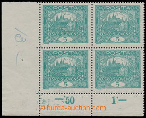 185911 -  Pof.4A STs, 5h blue-green, lower left corner block-of-4 wit