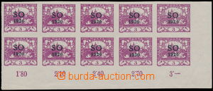 185920 -  Pof.SO2, Hradčany 3h violet, LR corner blk-of-10 with RT o