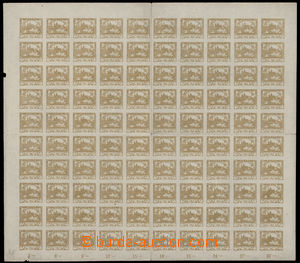 185928 -  Pof.12, 30h yellow, complete sheet of 100, plate 2; folded