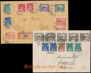 185994 - 1920-1921 comp. 2 pcs of letters sent abroad with mixed fran