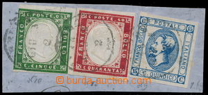 186008 - 1863 Sass.13, Victor Emmanuel II. 15C blue on cut-square wit