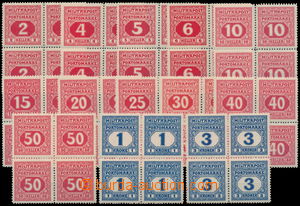186015 - 1916 Ferch.14-26, blocks of four of Postage due stamps II., 