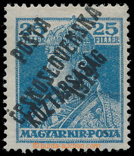 186124 -  NEVYDANÁ  Karel 25f modrá s přetiskem KÖZTARSASÁG a s 