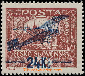 186154 -  Pof.L2B Is, I. provisional air mail stmp. 24Kč/500h brown,
