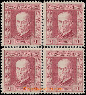 186240 - 1925 Pof.194 P8, Rytina 1Kč červená, II. typ, 4-blok, pr