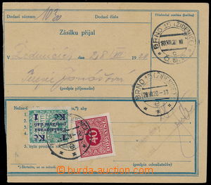 186367 - 1928 larger part dispatch-note with mounted stamp. Food tax 