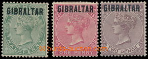 186390 - 1886 SG.1-3, Viktorie ½P - 2P, přetisk GIBRALTAR; kat.