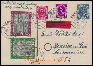 186572 - 1951 special delivery card to Czechoslovakia with Mi.125,130
