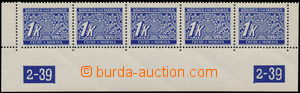 186613 - 1939 Pof.DL9, 1K modrá, dolní 5-pás s DČ 2-39 x-y, výra