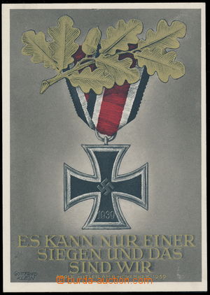 186686 - 1939 color drawn postcard nacistického medal with dubovou b