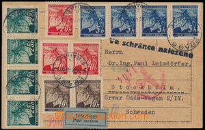 186697 - 1940 Let-lístek do Švédska s bohatou frankaturou zn. emis