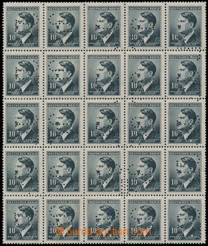 186701 - 1942 Maxa J70, blk-of-25 stamp. A. Hitler. 10h black with pe