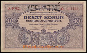 186715 - 1927 Ba.22c, 10Kč, série P 021, specimen, pouze zvlnění 